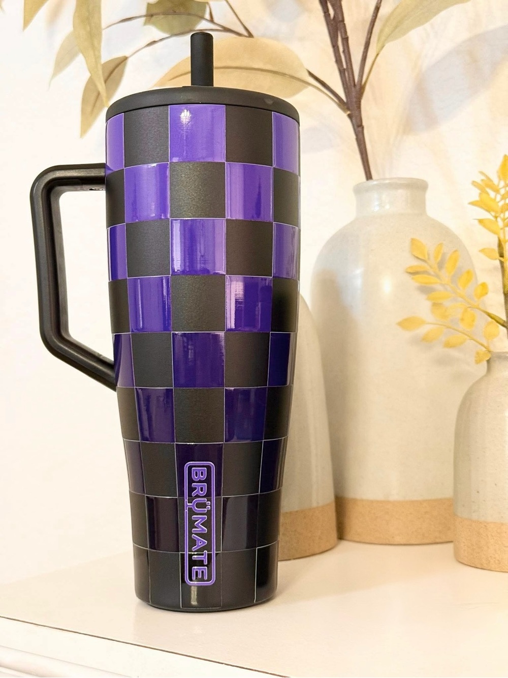 CUSTOM ombre Purple & Black Checkered BrüMate 40oz Era
